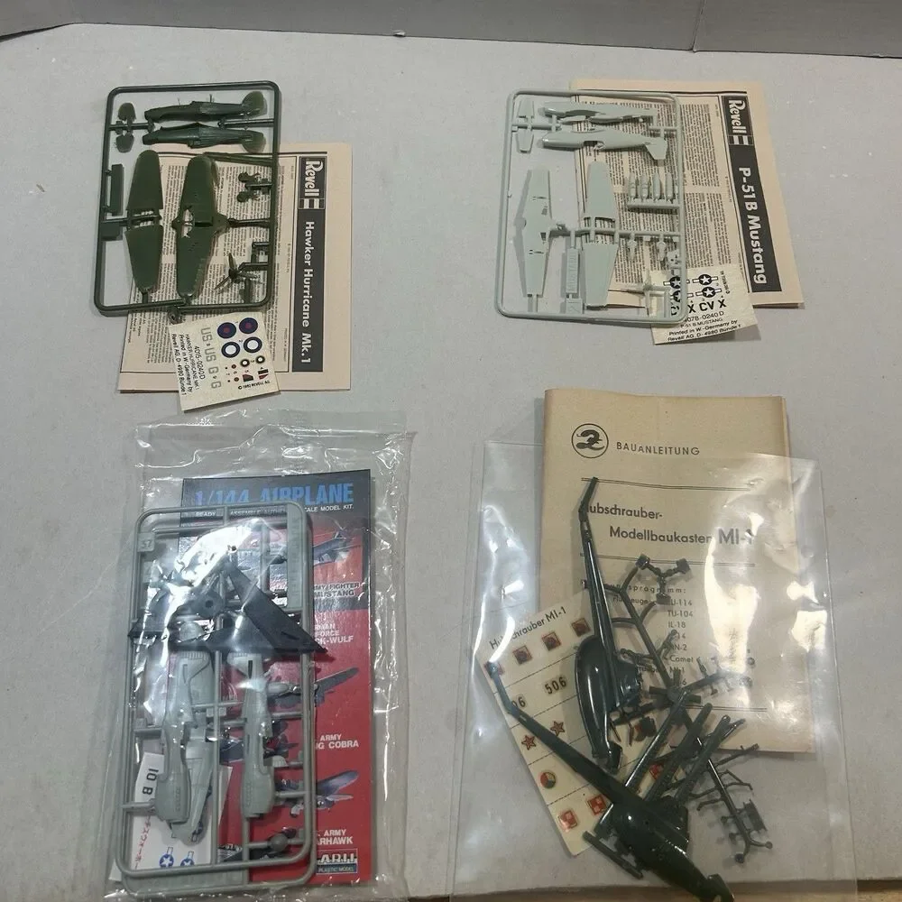 Lot of 4 Vintage Model Kits, Military Airplanes, Revell, ARII, Germany, Japan